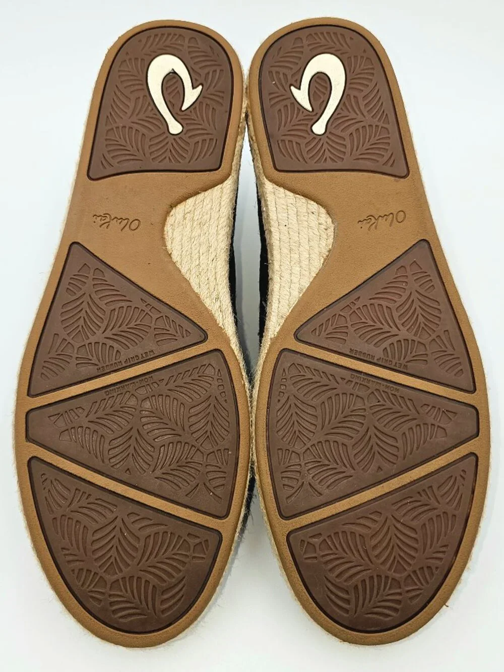 Olukai Kaula Pa'a Kapa Black Convertible Espadrille Sandals Shoes Women's Size 9